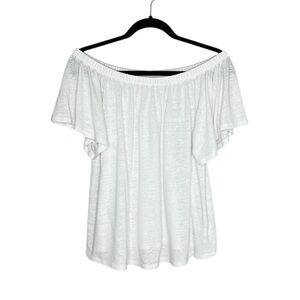 GAP Factory Linen Blend Off the Shoulder Short Sleeve Flutter Top size Large